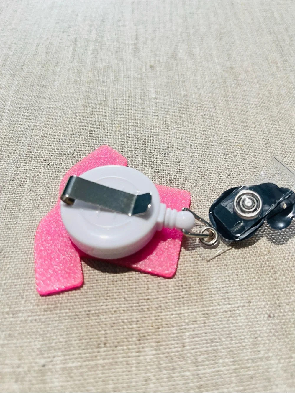 Pink 'Scrub Life' Nurse Badge Retractable Reel with Stethoscope Charm